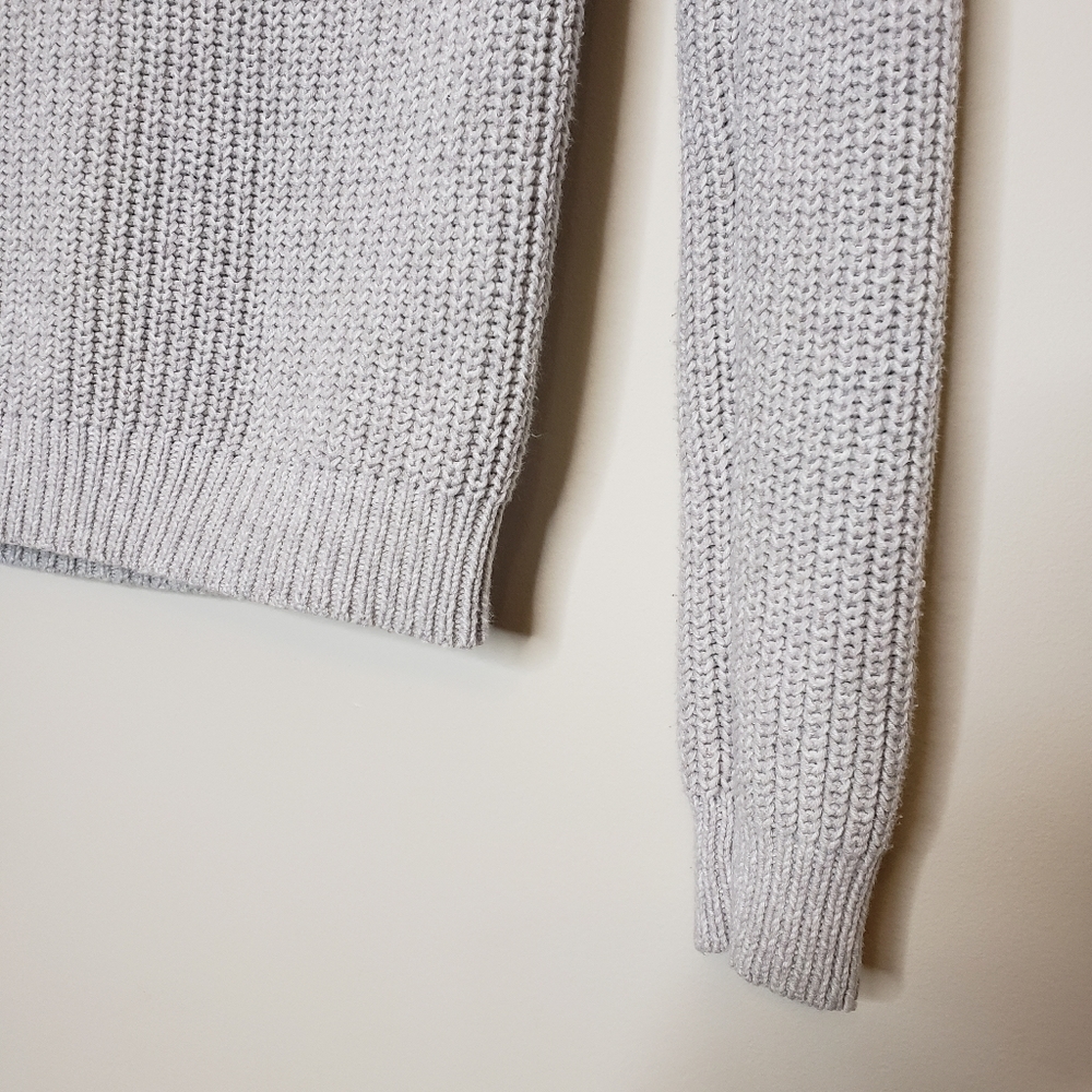 Preppy Minimalist Cable Knit Gray sweater Cotton Blend Small - Picture 5 of 7